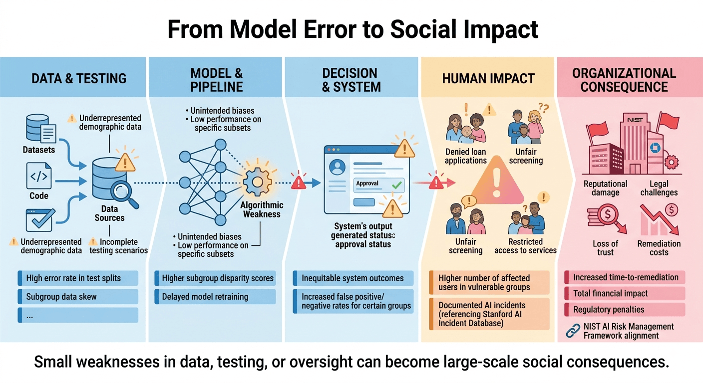 Path from model error to human and organizational impact
