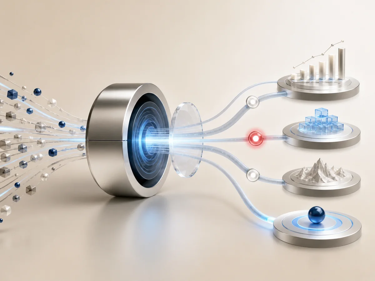Business signals passing through a predictive engine into optimized future scenarios